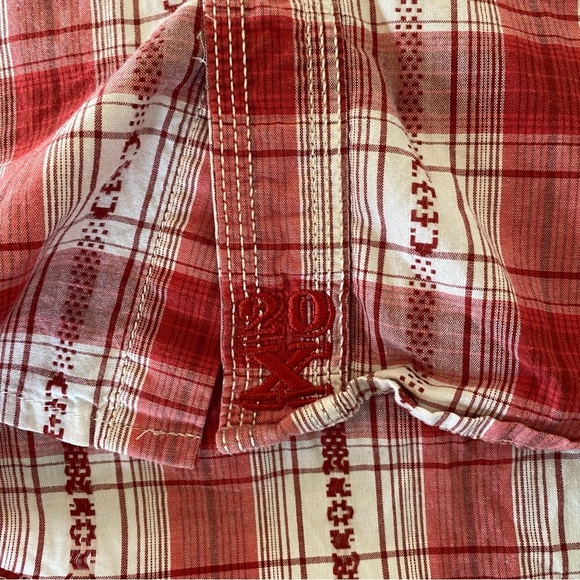 TwentyX Wrangler Western Shirt Pearl Snap Buttons Plaid Embroidered Red: XL - Picture 10 of 10